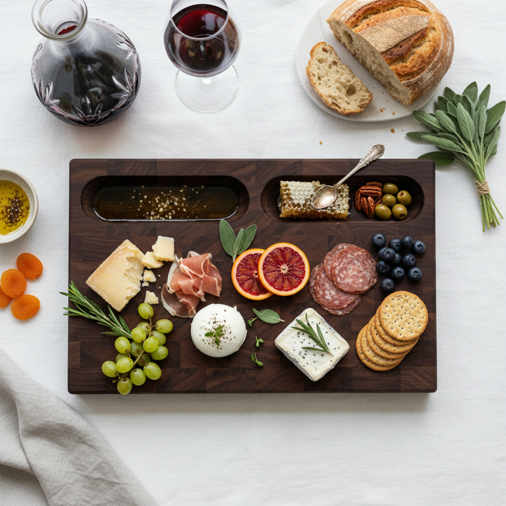 Cader with Wells | Walnut End Grain Board